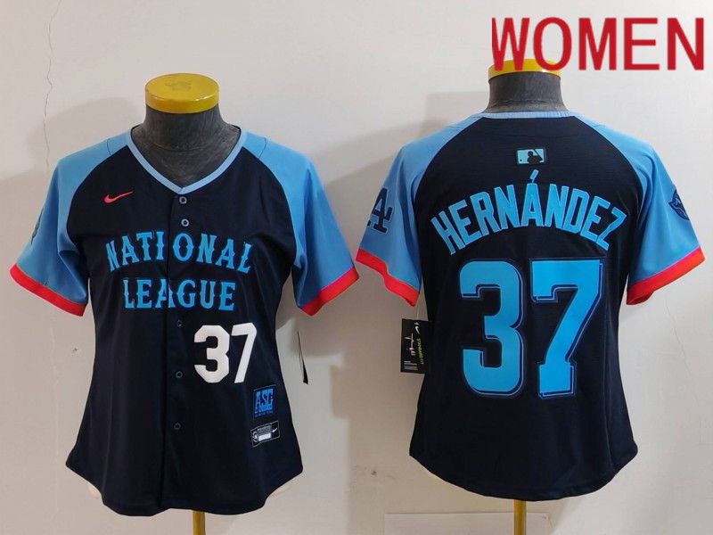 Women Los Angeles Dodgers #37 Hernandez Blue All star 2024 Nike MLB Jersey style 2->women mlb jersey->Women Jersey
